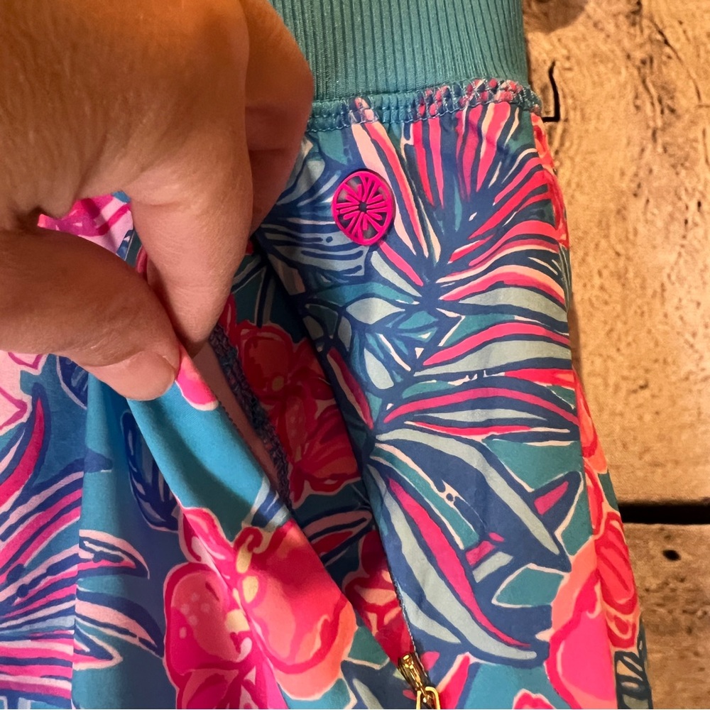 Lilly Pulitzer Luxletic Fara Floral Tennis Skort Cumulus Blue Orchid Oasis Pink - Picture 4 of 8